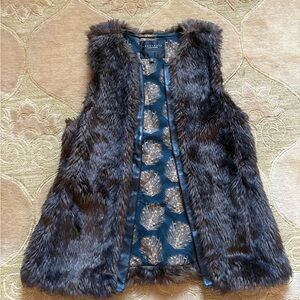 Faux Fur Vest with Patterned Lining